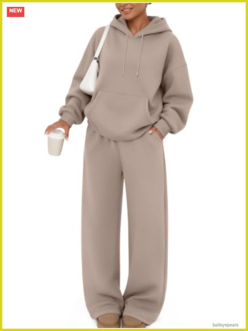 Two Piece Fleece Sweatsuit Oversized Hoodie & Wide Leg Pants Lounge Set